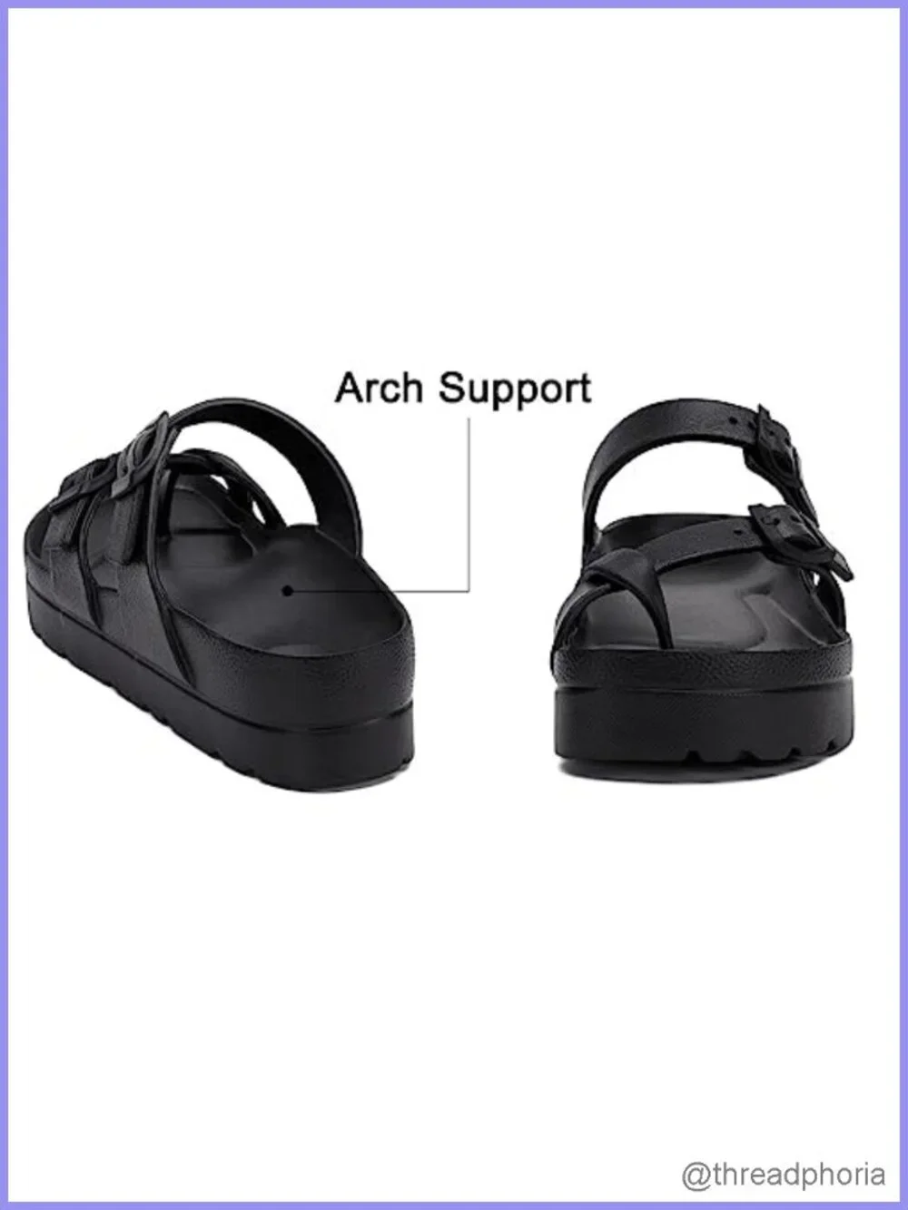 Womens Platform Sandals Arch Support Adjustable Buckle Slides Summer